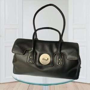 Black Tote Medicine Bag Style Gladstone Purse PU Leather